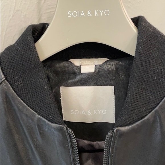Soia & Kyo black leather bomber jacket size Small - Picture 3 of 11